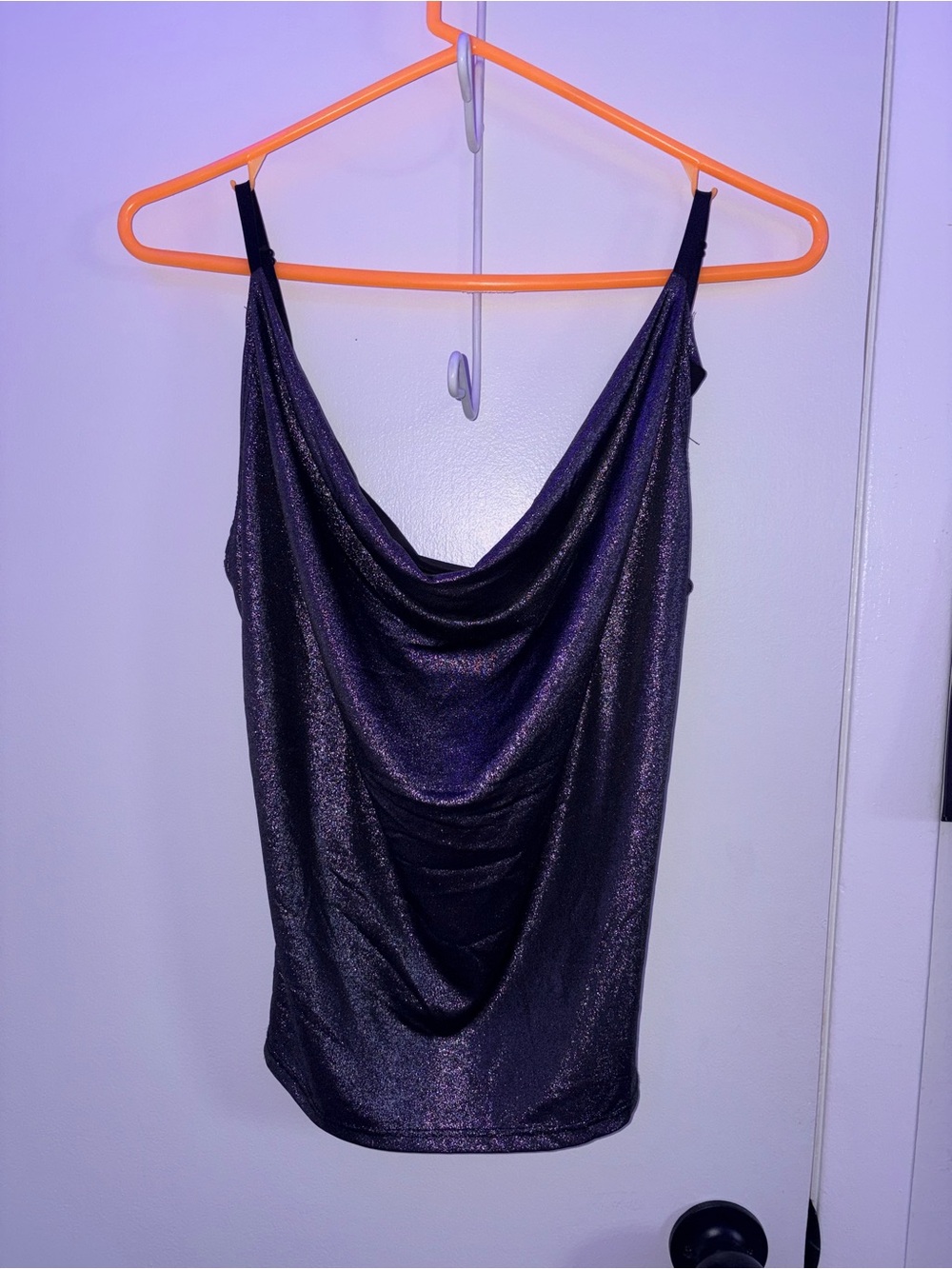 Metallic Black Cowl Neck Camisole